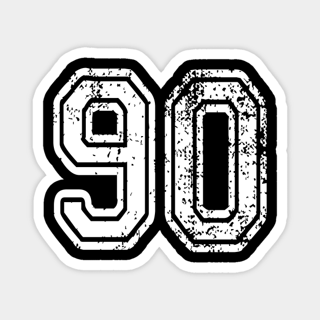 Number 90 Grungy in white Magnet by Sterling