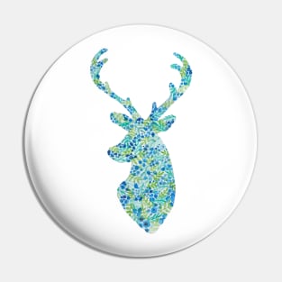 Floral Stag, watercolour Pin