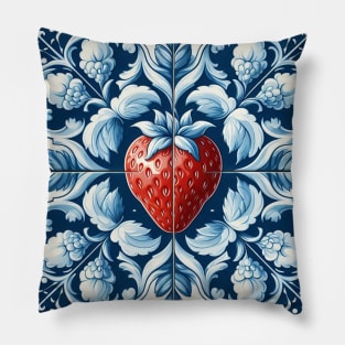 Delft Tile With Strawberry No.4 Pillow