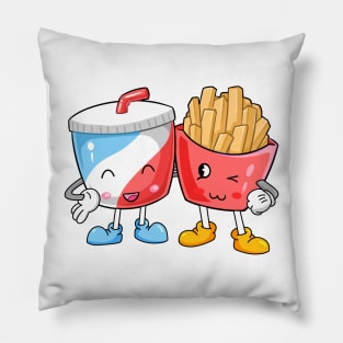 Retro cartoon soda and french fries besties Pillow