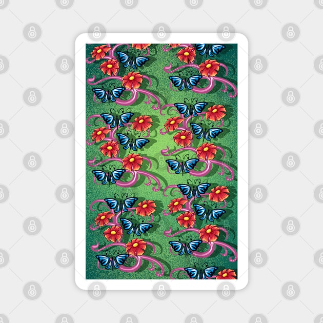 Flowers and Butterflies v1 Magnet by Artteestree