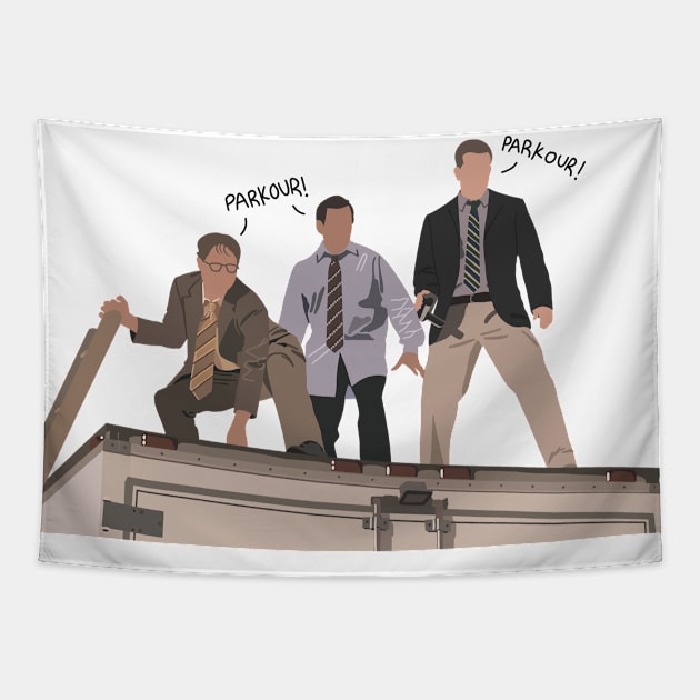 Parkour the office Tapestry by taheldesigns