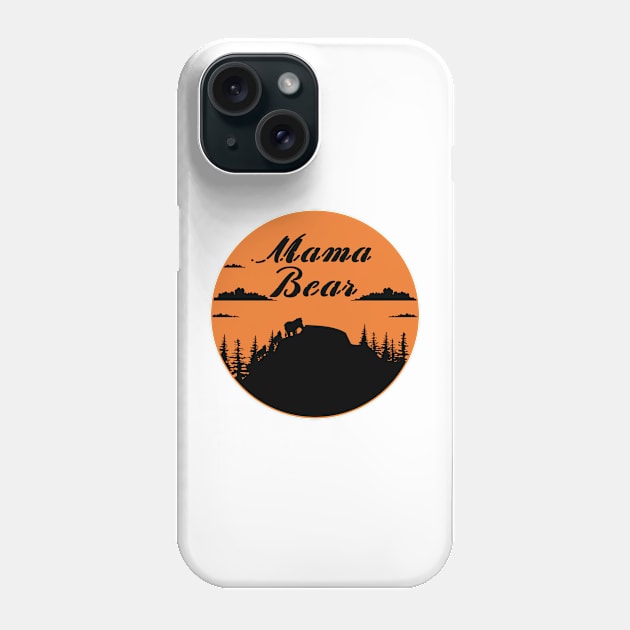 Mama Bear Two Cubs Walking in Mountains Phone Case by CareTees