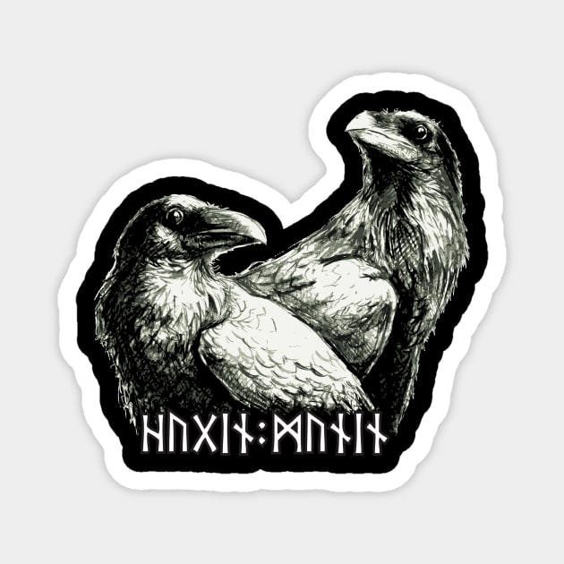 Huginn and Muninn Magnet by Wezdew