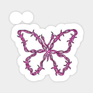 Pink barbed wire butterfly Magnet