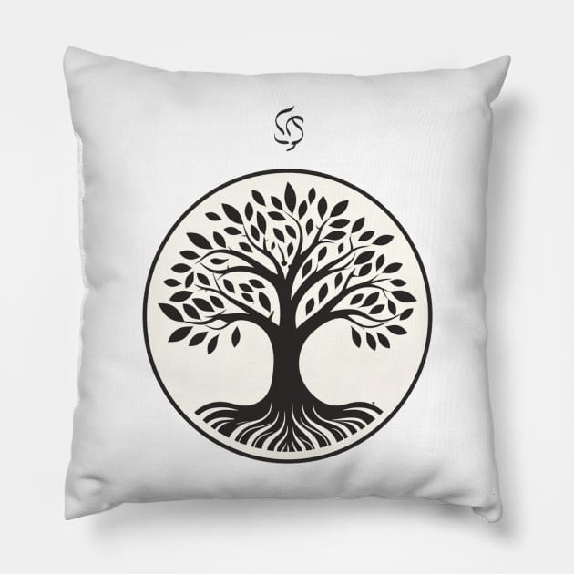 Deciduous Tree Silhouette in Black Pillow by Greenbubble