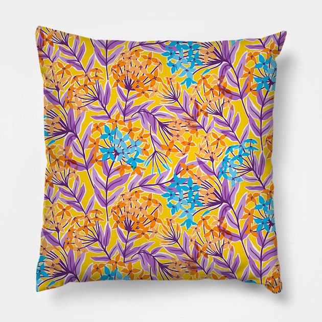 Colorful Yellow Hydrangea Pillow by Carolina Díaz