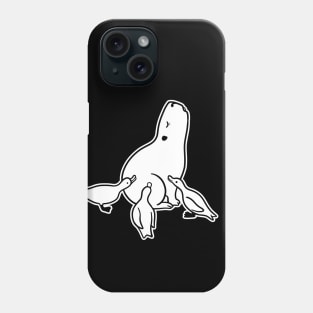 Capybara chilling with Ducks in white ink Phone Case