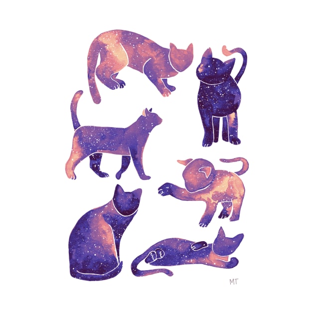 Galaxy Cats Pattern - Pastel Purple by monitdesign