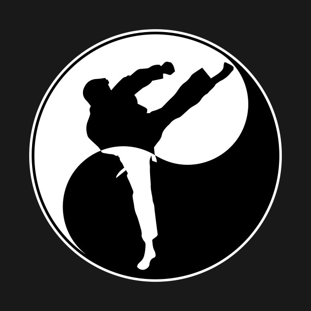 Yin Yang Karate Kick Adult Long Sleeve T-Shirt S-3XL