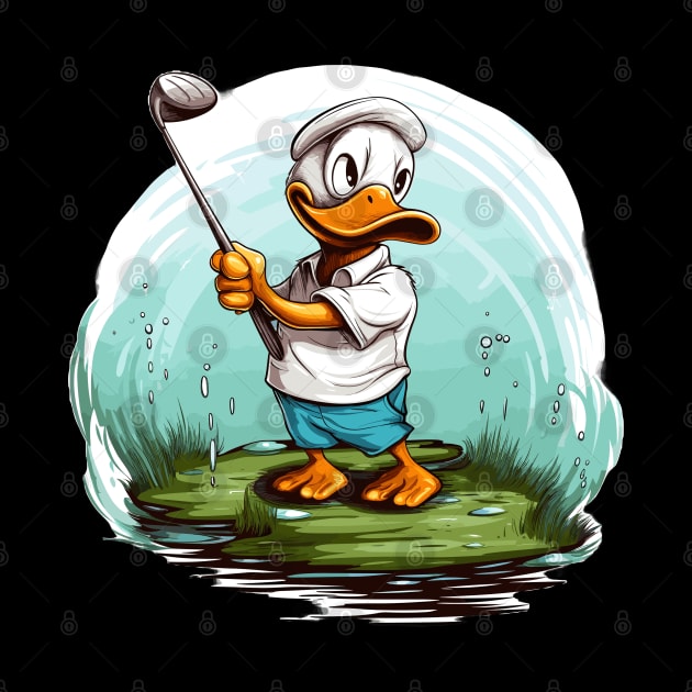 Duck playing golf by Graceful Designs