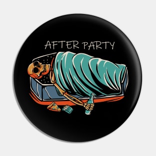 After Party Drunk Skeleton Skull Alcohol Wine Lover Beer Lover Pin