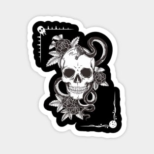 Skull with snakes and roses Magnet