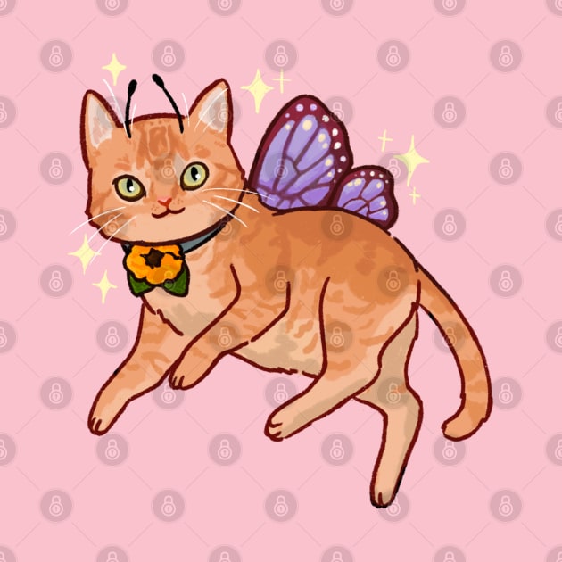 Orange tabby cat with fairy wings by ballooonfish