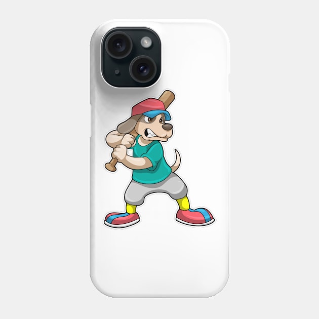 Dog at Baseball with Baseball bat Phone Case by Markus Schnabel