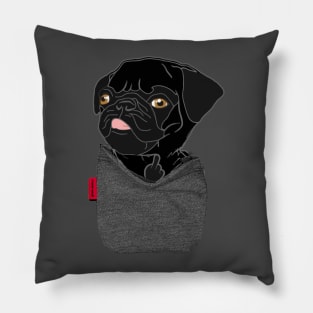 Black Pug FU Pocket Pillow