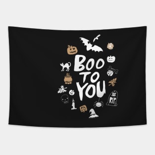 Black and White Cute Boo to You Tapestry