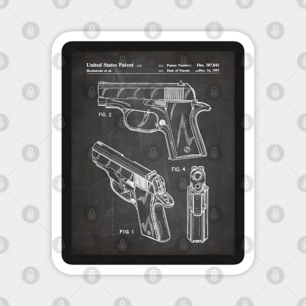 Sig Sauer Pistol Patent - Firearm Enthusiast Gun Lover Art - Black Chalkboard Magnet by patentpress