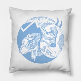 Light Blue Bull and Bear Pillow