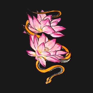 Pink Lotus, Orange Snake T-Shirt