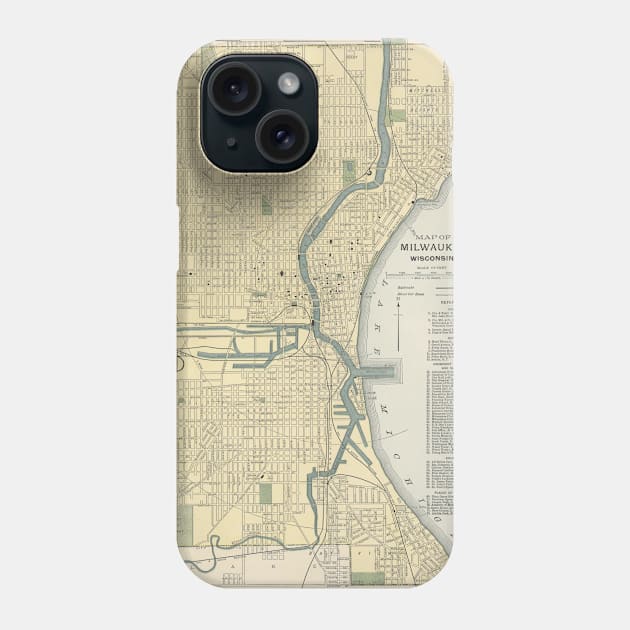 Vintage Map of Milwaukee Wisconsin (1891) Phone Case by Bravuramedia