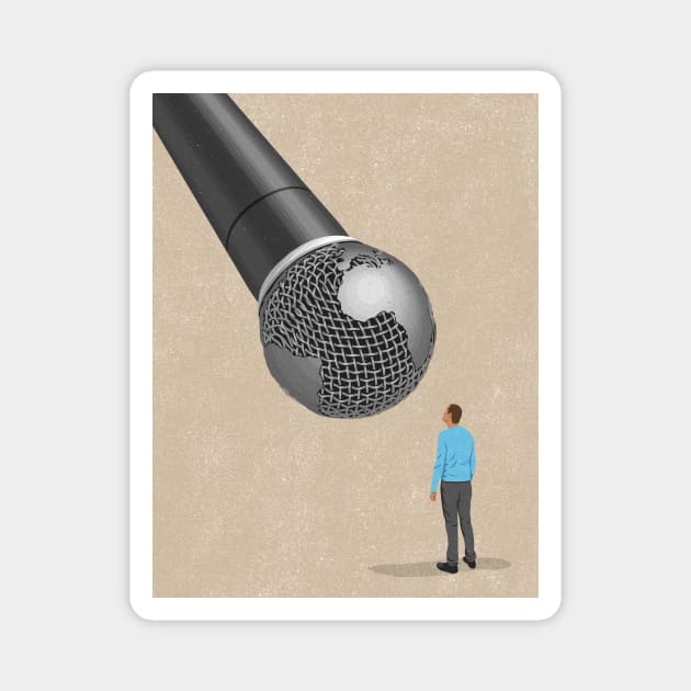 Globe Mic Magnet by John Holcroft