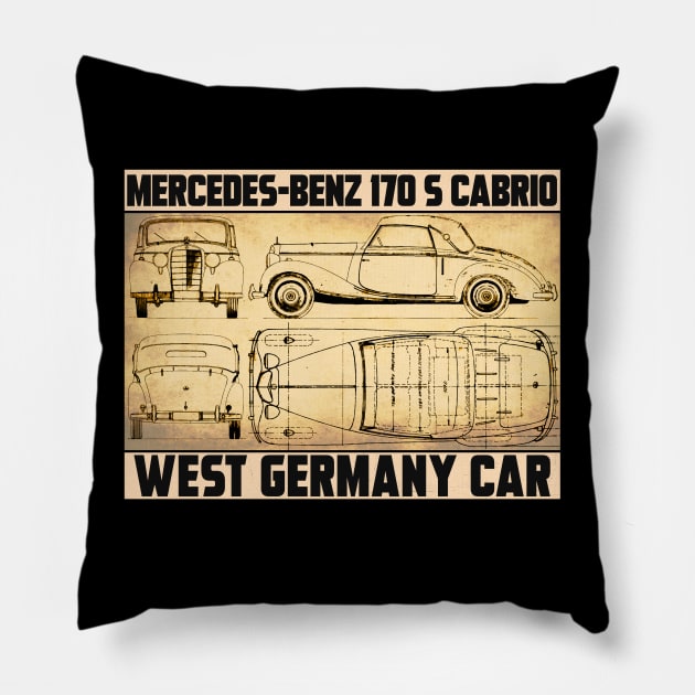 MERCEDES BENZ 170S CABRIO Pillow by theanomalius_merch