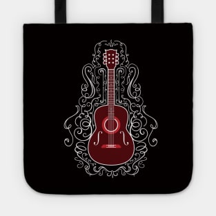 Acoustic Guitar With Scroll Design Tote