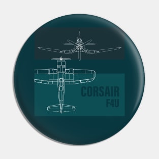 F4U Corsair: Iconic Warbird in blueprint Pin