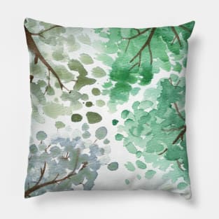 Komorebi Tree and Sky Watercolor Painting Pillow