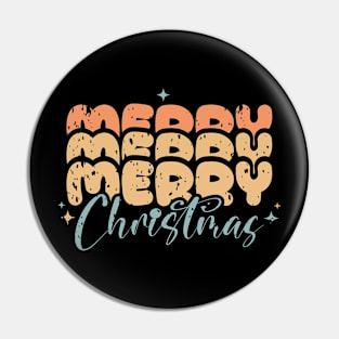 Merry Christmas Pastel Retro Pin