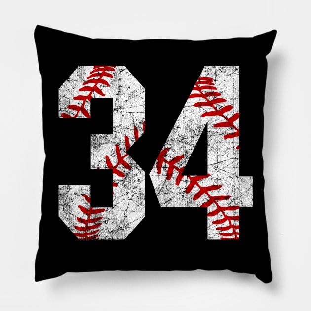 Vintage #34 Baseball Laces Baseball Mom Jersey Love Baseball Pillow by TeeCreations
