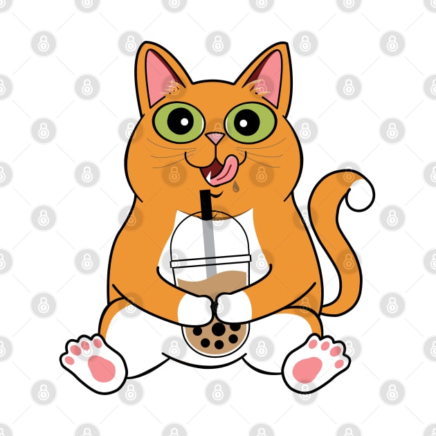 I Love Boba Cat | Ginger Cat by leBoosh-Designs