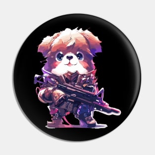 Funny soldier dog Pin