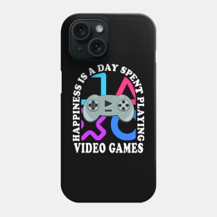 Happiness Quote Playing Video Games Gaming Controller Phone Case