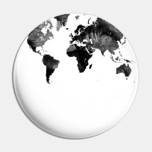 Black watercolor world map Pin