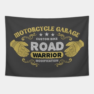 Road Warrior Motorcycle Garage Tapestry