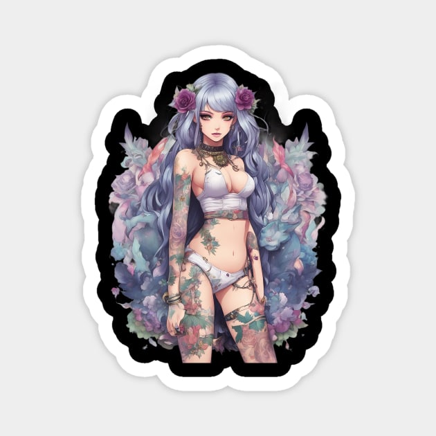 Ink and Tears Emo Goth Anime Girl Magnet by animegirlnft