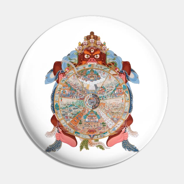 Tibetan Buddhist Wheel of life - Bhavachakra Pin by walltowall