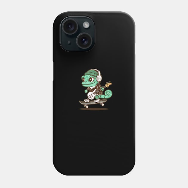 Skater Bassist Gecko Phone Case by Hacienda Gardeners