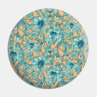 Yellow and Turquoise Passion Fruit Flowers Pin