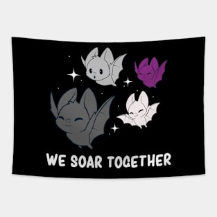 Subtle Asexual Pride Flag Lgbtqia Cute Kawaii Bat Tapestry