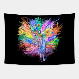 Colorful rainbow fantasy festival peacock bird nature Tapestry