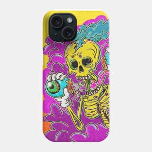 Psychedelic Skeleton holding eyeballs Phone Case