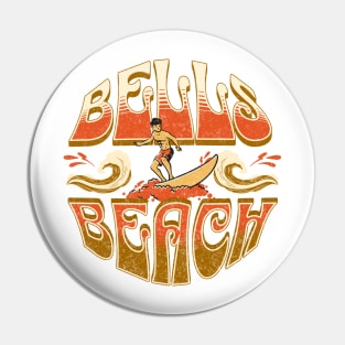 Bells Beach Australia, Distressed Vintage Graphic Pin