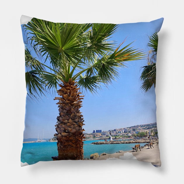 Beautiful photography of ocean waves and blue sky Pillow by BoogieCreates