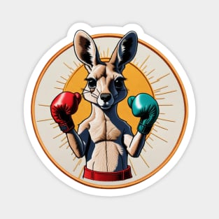 Boxing Kangaroo Embroidered Patch Magnet