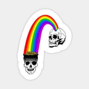 Gold at the end of the rainbow skulls blue Magnet
