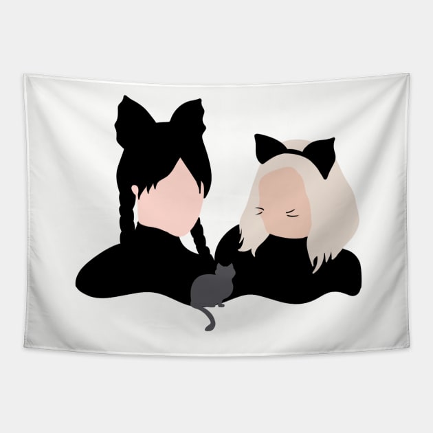 The black cats - Wednesday and enid Tapestry by FunartsbyM