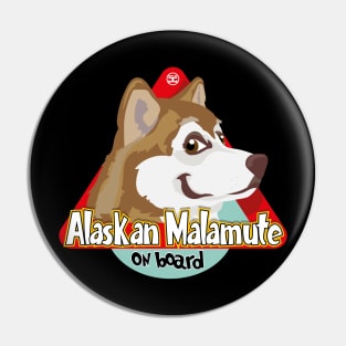 Alaskan Malamute On Board - Red Pin